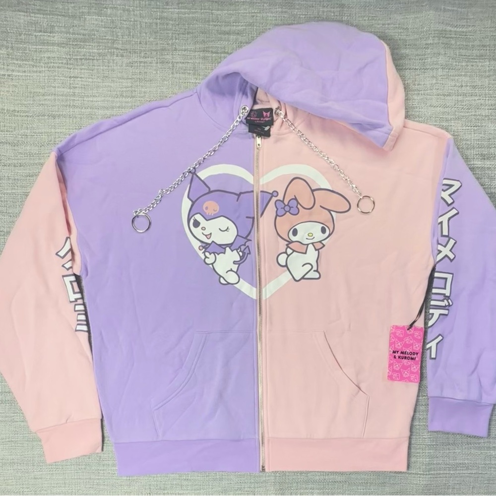 My Melody & Kuromi Pastel Split Girls Hoodie